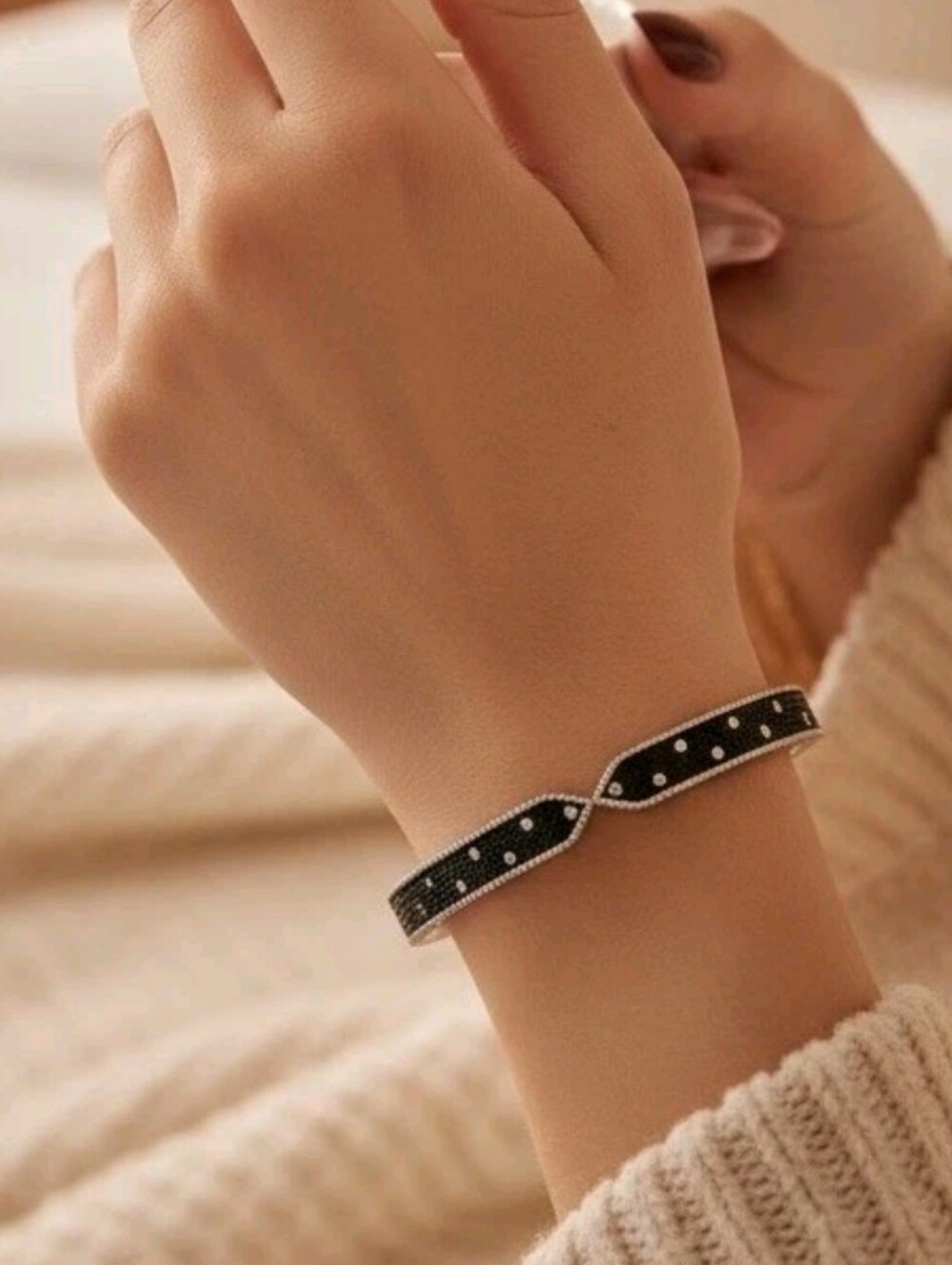 Freida Rothman 925 Sterling Silver Black Rhodium Pltd CZ Industrial Bangle $395